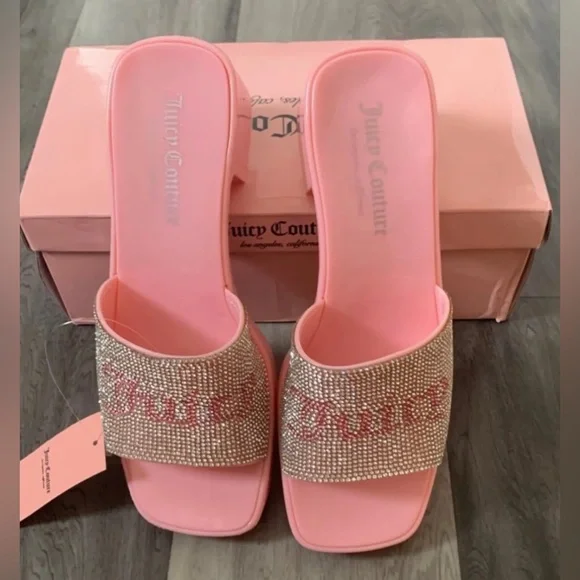 Juicy Couture Pink Embellished Sandals - Picture 1 of 1